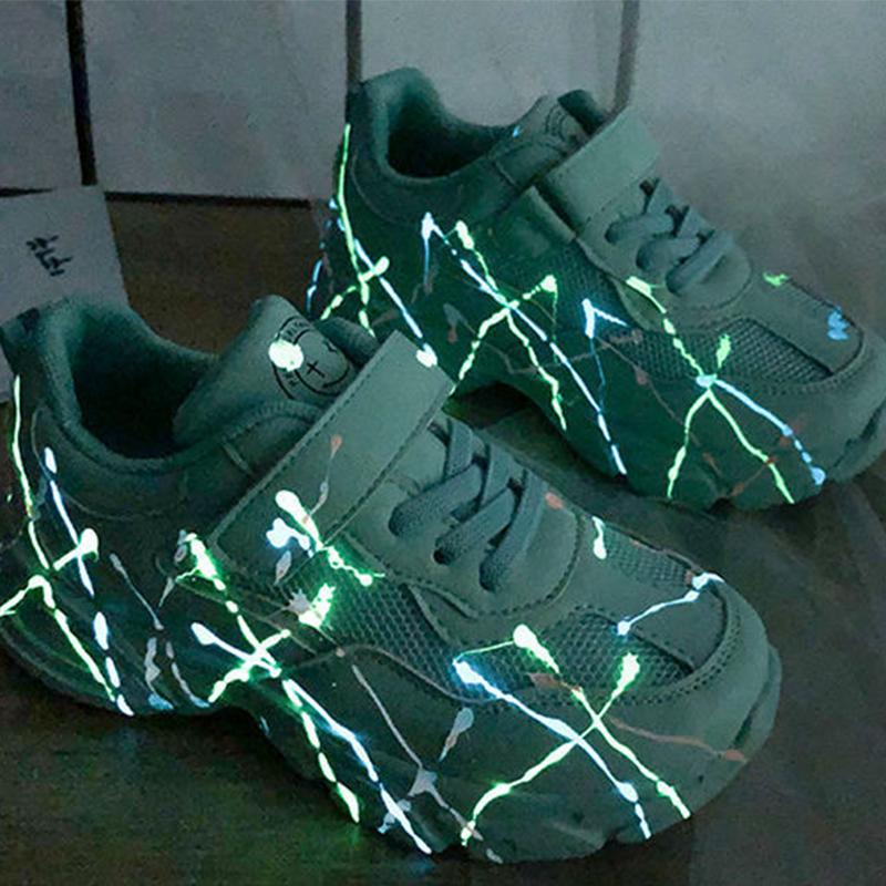 Children's Sneakers Mesh Girls Breathable Net Shoes Fashion Luminous Old Shoes Spring and Autumn Boys Shoes
