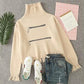Women's Solid Color Trendy Fashion Zipper Slim Bottoming Sweater High Neck Tassel Short Knit Sweater