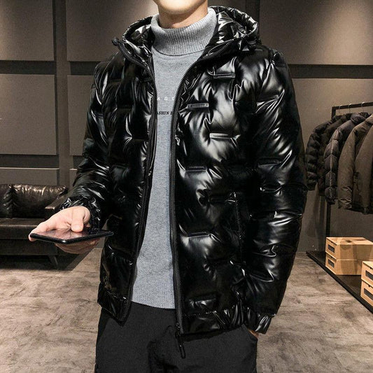 Down Jacket Male Students Korean Fashion and Handsome White Duck Down Jacket Winter Bright Face Thick Short Jacket