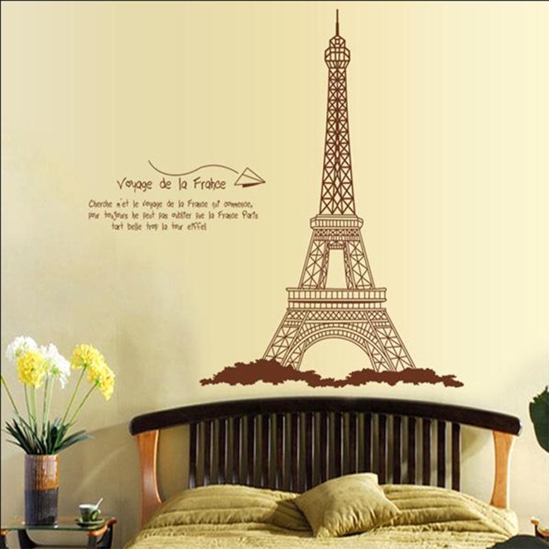 English Wall Stickers Black Eiffel Tower Living Room Bedroom Background Decorative Wall Stickers