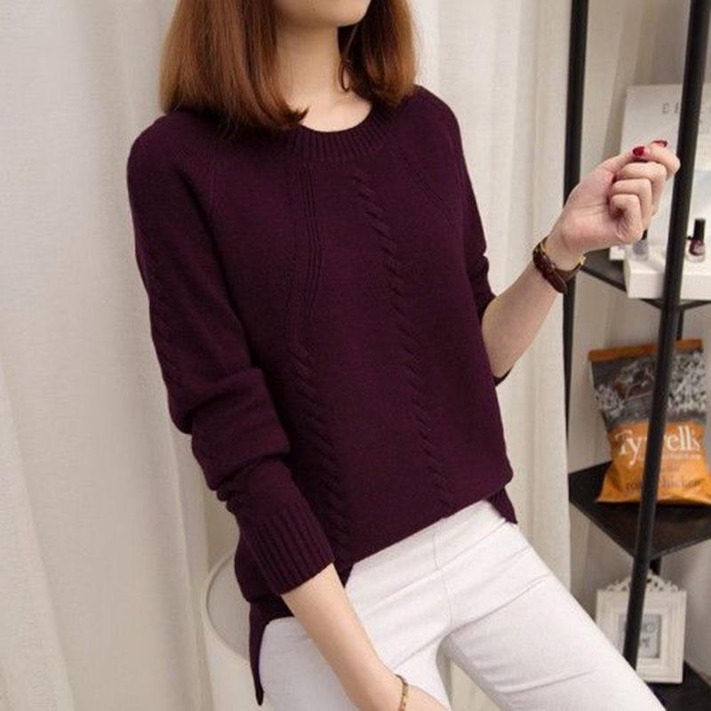 Long Sleeve Sweater Soft Loose Top Sweater Women's Fashion Autumn Winter Round Neck Sweater