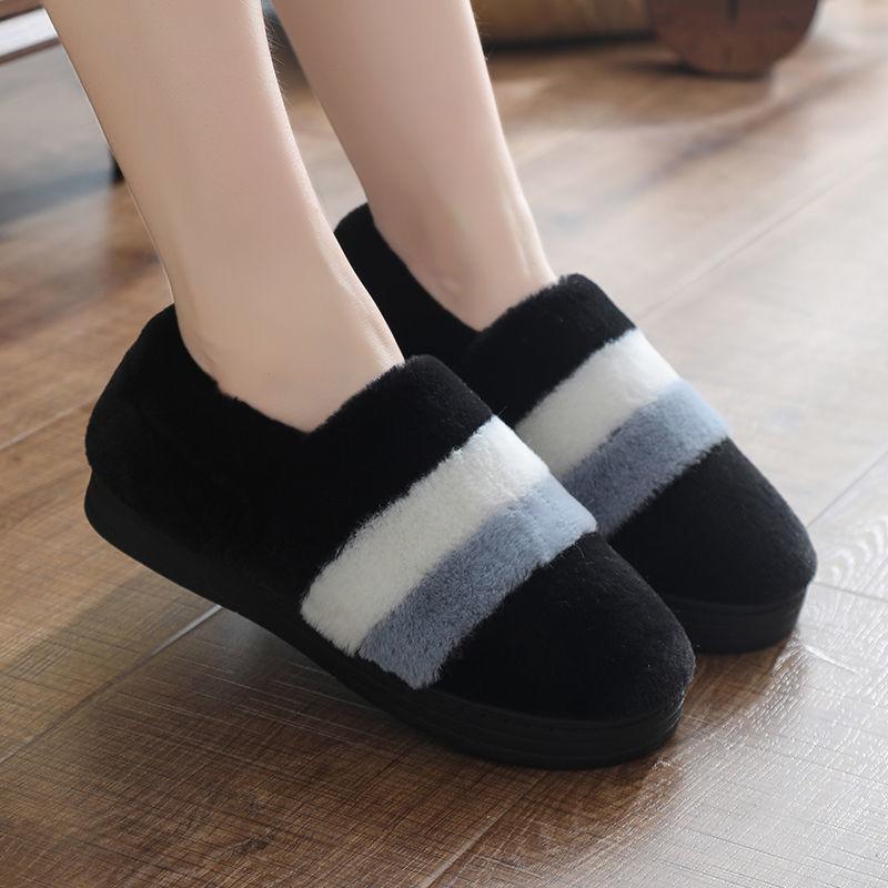 Winter Couple Thick-soled Non-slip Cotton Slippers Household Warmth Confinement Shoes Cute Cartoon Female Hair Drag