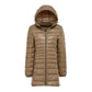 Women's Winter Oversized Down-filled Coat Female Ultra Light Jacket Hooded Slim Long Sleeve Parka Overcoat