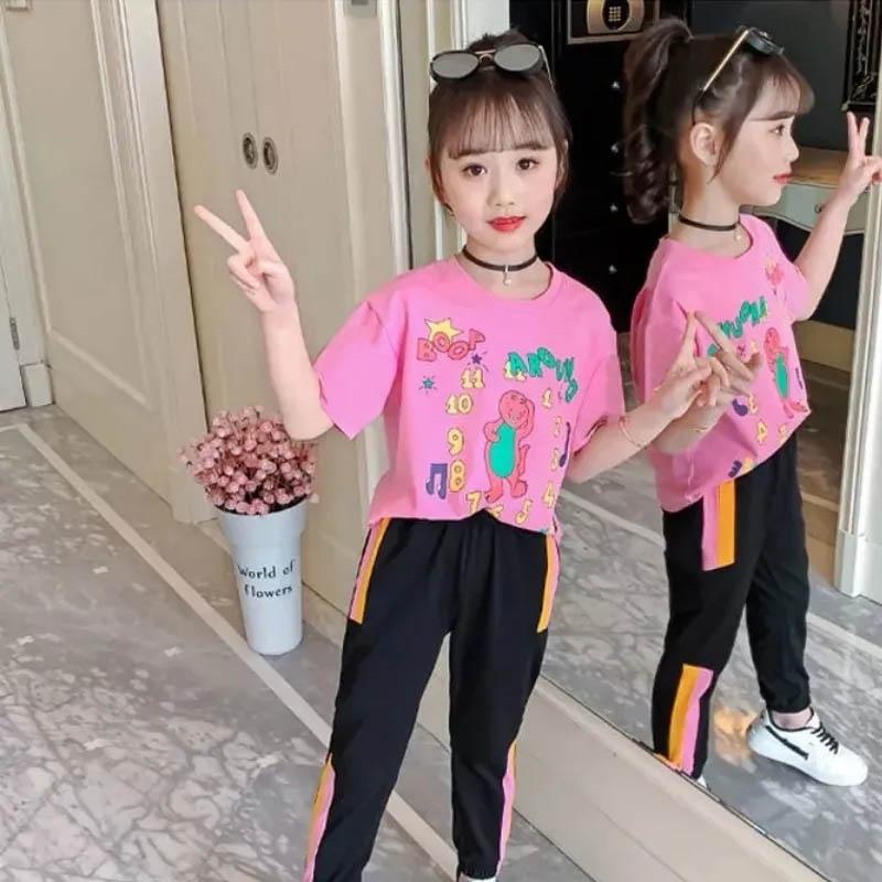 Girls Suit Spring and Autumn Korean Version Children's Dance Practice Daily Comfortable Breathable Long-sleeved Sweater Two-piece Set