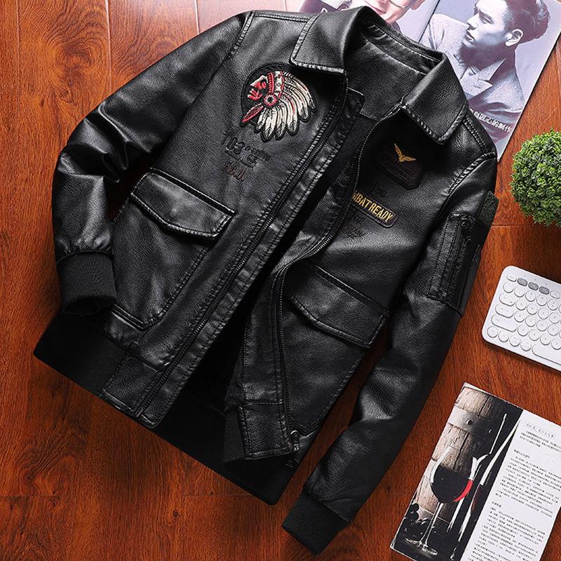 Winter Leather Men's Stand-up Collar Men's Jacket Winter Clothing Simulation Leather Jacket Men's Korean Style Trend Loose Plus Velvet Thickening