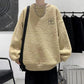 Autumn and Winter Plus Velvet Padded Round Neck Sweater Men's Loose Hedging Warm and Comfortable Jacket