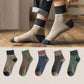 Five Pairs of Winter Men's Tube Socks Fashion Contrast Color Thick Warmth Antibacterial and Deodorant Sports Socks Inside and Outside