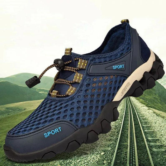 Breathable Outdoor Sports Net Shoes Men's Mesh Casual Summer Hiking Shoes Non-slip Mesh Hiking Men's Shoes