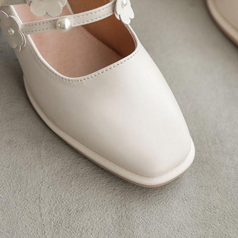 French Girl Single Shoes Small High Heels Thick Heels Retro  Gentle Mid-heel All-match