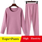 Women Winter Autumn Clothes Thermal Underwear O-neck Tops Pants Female Tight Suit Windproof Comfortable Soft Lining Long Sleeve High Elasticity Slim