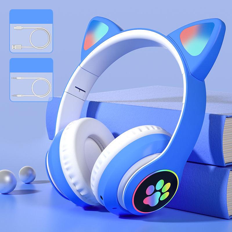 Cat Ear Headset 5.0 Bluetooth Headset Heavy Bass Mobile Game Computer Universal Noise Reduction High Quality Headset