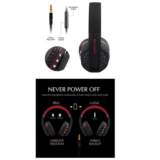Folding Bluetooth Headset Wireless Earphones with Microphone Gaming for PS4 Xbox One PC Gamer LED