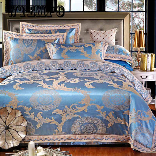 Jacquard Luxury Bedding Set Queen/king Size Stain Bed Set Silk Lace Duvet Cover Bed Sheet Set