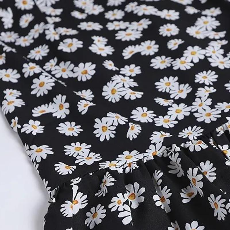 Little Daisy Cheongsam Improved Dress Short Floral Sexy Small Young Girl Daily Wear
