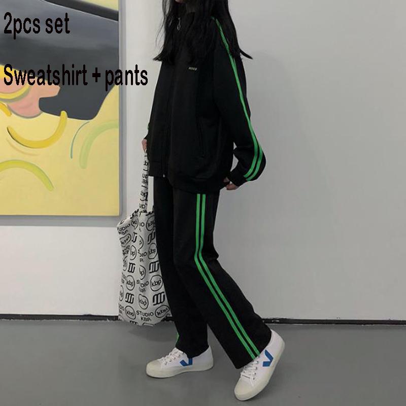 Two Pcs Set Wild Long-sleeved Casual Sweatshirt Set Large Size Spring and Autumn Women's Clothing