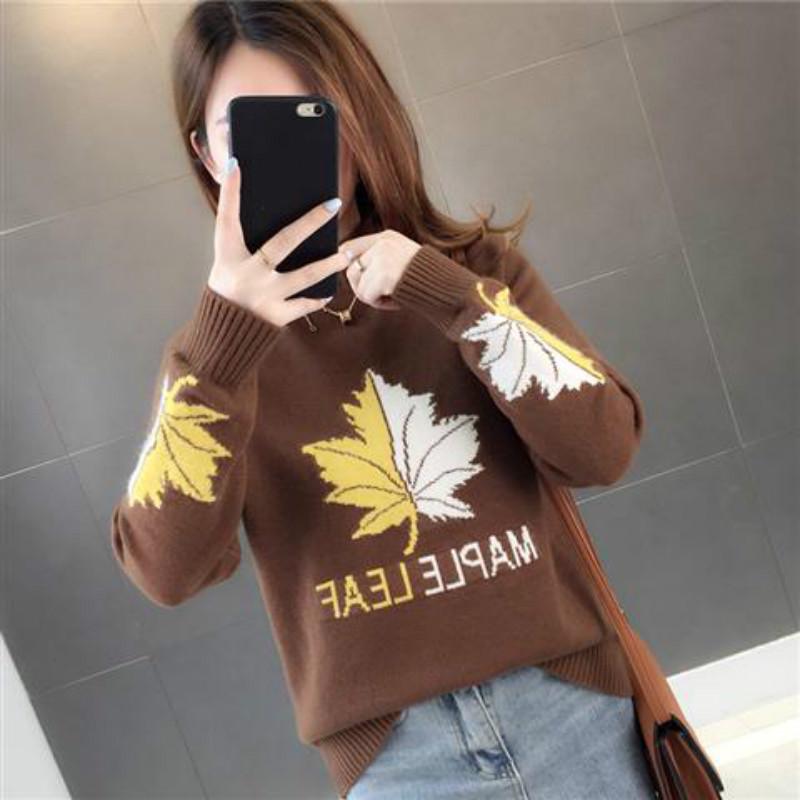Pofu Love Autumn and Winter Sweater Half-High Collar Thick Pullover Warm Long Sleeve Bottoming Shirt