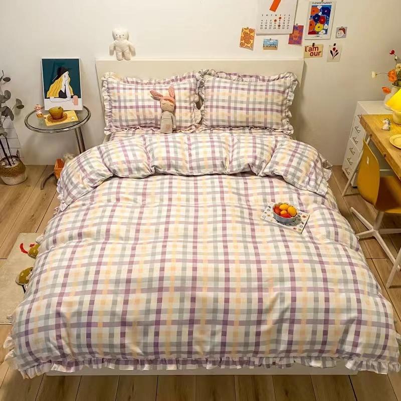 Bed Four Sets of Striped Grade Sheets Sheets Are Sleeve Set 1.8 Meters 2 Meters Bed Home Bedding Fresh Style