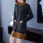 Autumn Winter High Quality Contrast Color Sweater Dress Women Knit Dress Long Loose Pullover Sweater Dress with Pockets for Inner or Outer Wear