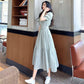Female Simple French Retro Elegant Travel Dress Bubble Sleeve Square Neck Waist Slim Little Fresh Dress