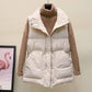 Autumn and Winter Korean Style Temperament Vest Solid Color Stand-up Collar Tie Coat Thickening Short Female Down Cotton Vest
