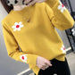 Autumn and Winter Round Neck Sweater Fashion Slim Bottoming Shirt Flower Pattern Simple Blouse