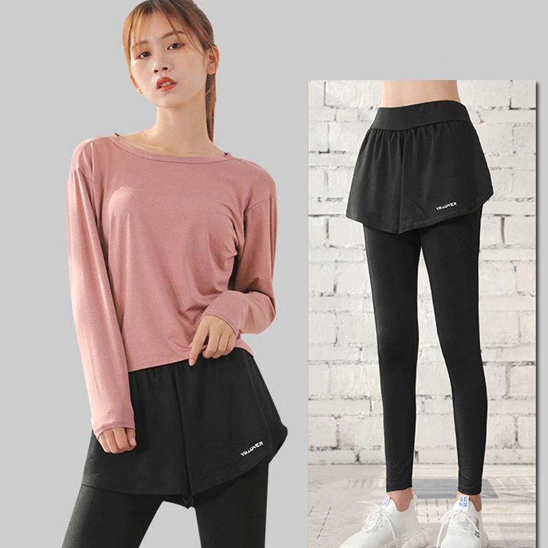 Women's 2PCS Garment Suit Professional Gym Sports Fitness Suit Quick Dryer Loose Slim Fit Large Size Suit Split Top Slim Pants Running Sets