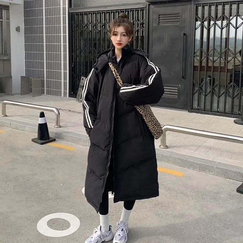 Quilted Jacket Autumn and Winter Korean Style Loose Large Size Thinner Mid-length Coat