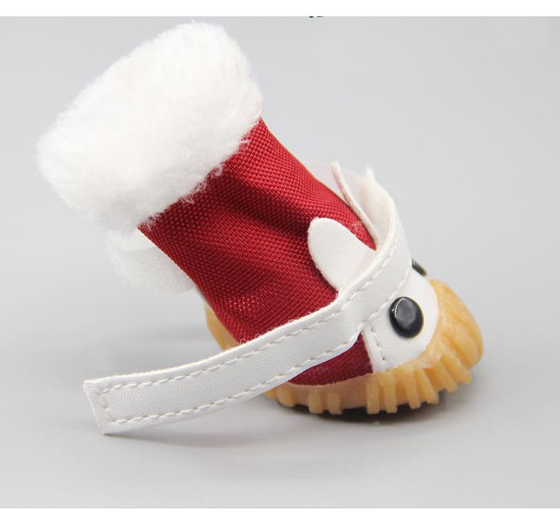 Pet Shoes 4 Pieces/Set Of Outdoor Indoor Pet Dog Winter Anti-Skid Comfy Walking Warm Cozy Fleece Waterproof Shoes Snow Boots Dog Cat Boot Socks