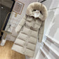 Real Fox Fur Collar Down Jacket Women Winter Thick Warm long Hooded Down Coat
