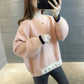 Autumn and Winter Womens Round Neck Color Matching Comfortable Loose Without Velvet Sweater