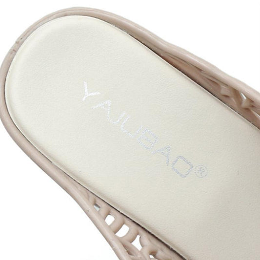 Ladies Summer Thick-soled Sandals and Slippers All-match Seaside Beach Shoes Fashion High-heeled Outer Wear Household One-word Slippers