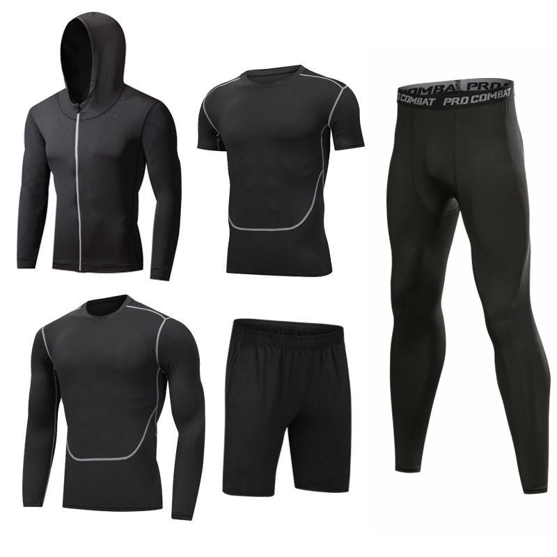 5pcs Men's Gym Workout Sports Suit Fitness Compression Clothes Running Jogging Sport Wear Workout