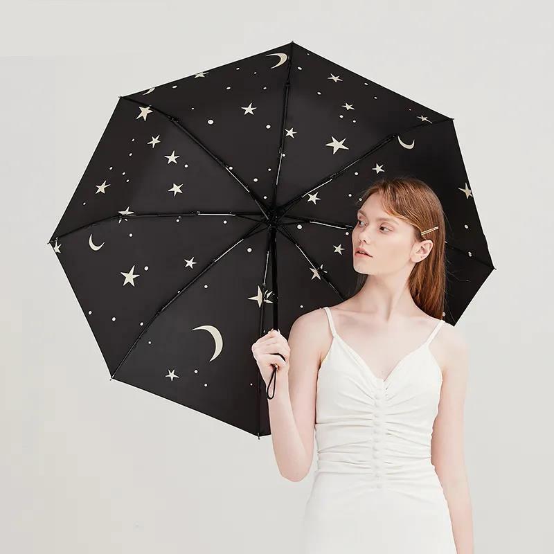 Creative Small Fresh Black Plastic Sun Umbrella Sunshade Umbrella Anti-ultraviolet Female Folding Sunscreen Sun and Rain Dual-use Umbrella