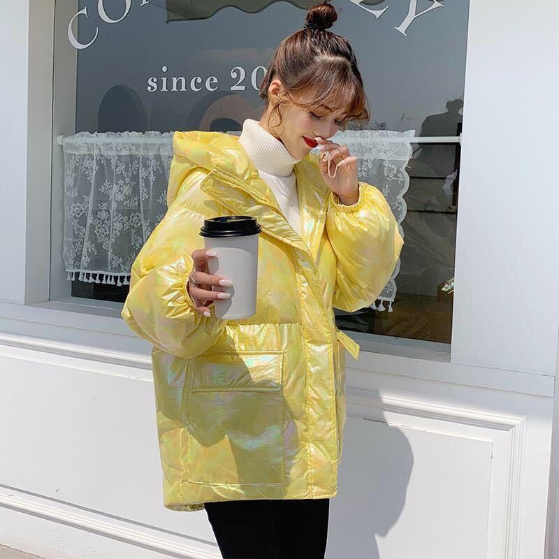 Bright Face Down Padded Jacket Women Korean Version of Loose Winter Coat Thick Bread Suit Coat Colorful Cotton Jacket Women