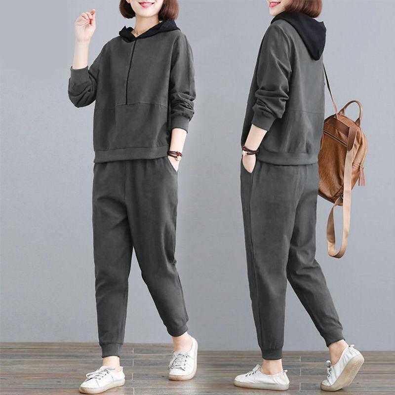 Sportswear Suit Women's Spring and Autumn Loose Hooded Hoodie Two-piece Suit Light and Comfortable Sweat-absorbent and Breathable