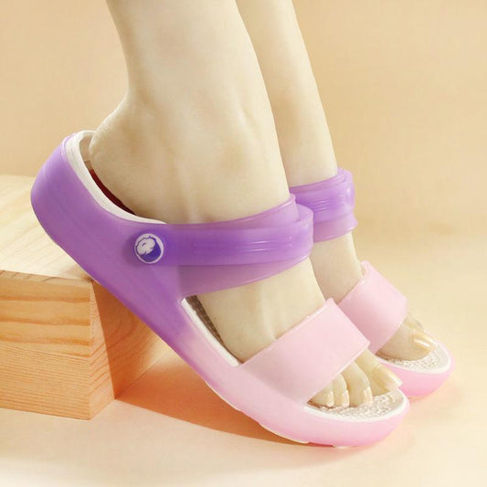 Summer Cave Shoes Women's Thick Bottom Non-slip Beach Wedge Sandals Muffin Two-wear Slippers Comfortable Soft and Light