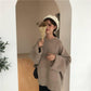 8 Colors Women Warm Oversize O-Neck Loose Sweater Blouse Simple Color Girly Sweaters