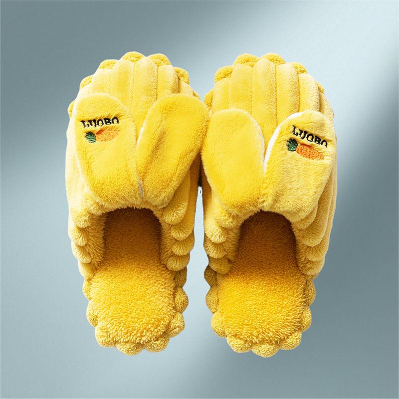 Autumn and Winter Pure Cotton Slippers Indoor Non-slip Soft-soled Shoes Warm Simple Plush Cotton Shoes