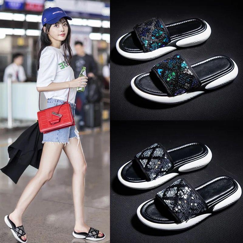 Slippers female summer wear soft bottom non-slip Korean fashion ins seaside vacation ladies sandals