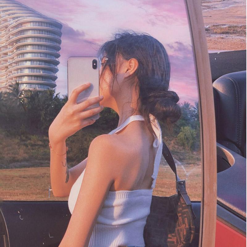 Knitted Small Suspenders with Bottoming Halter Neck Wrapped Chest Sexy Ins Style Trend Elastic Vest Women's Bra
