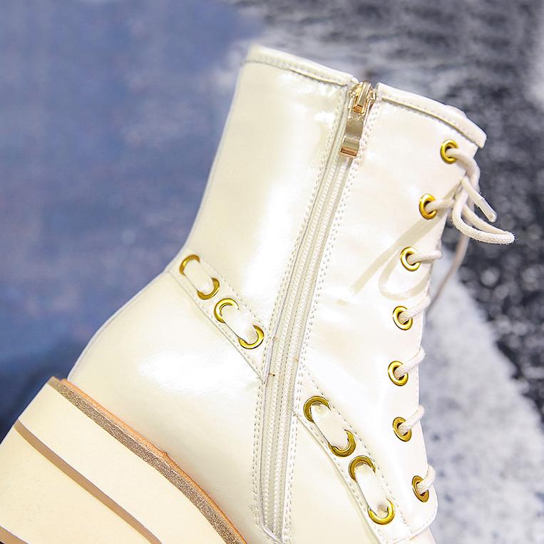 Women Boots High Heels Platform Shoes Ankle Booties Black White Chunky Boots Fashion Designer Womans Shoes