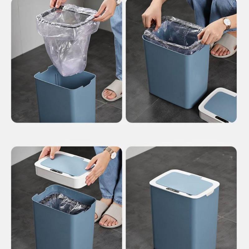 14-liter Rechargeable Smart Trash Can with Automatic Induction Household Living Room Bedroom with Lid Waterproof Kitchen Deodorant Large Capacity