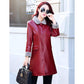 Large size Leather coat Winter Woman's Leather clothing Luxurious Long sleeve Leather jacket Wild