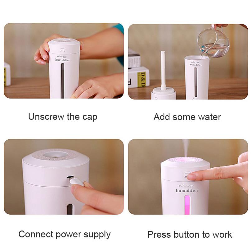 Air Humidifier Eliminate Static Electricity Clean Air Care for Skin Nano Spray Technology Mute Design 7 Color Lights Car Office