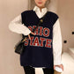 Letter V-neck Knitted Waistcoat Female Autumn Korean Version Was Thin and Western Style Wild Sleeveless Waistcoat Waistcoat