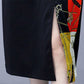 Women's Summer Short Sleeve Dress Slim Print Round Neck Skirt Slit Lace Up