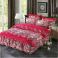 Bedding Set Queen Size Cotton Wedding Bed Dust Ruffle Bed Skirt Flower Plants King Doub