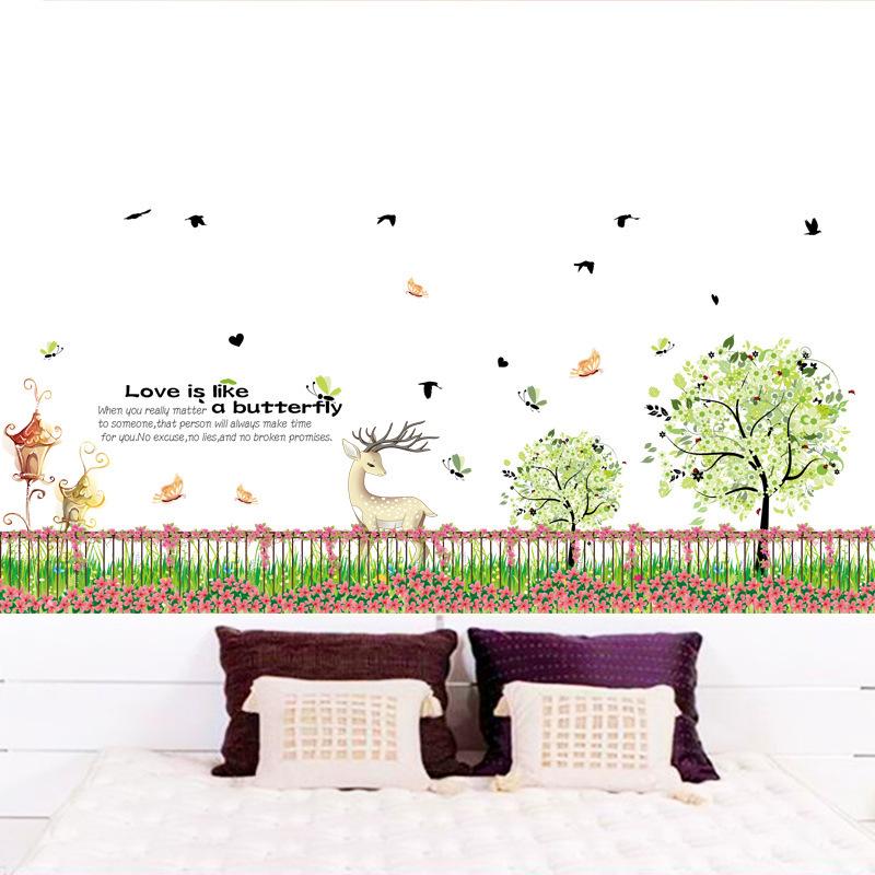 Fence flower garden butterfly wall sticker bedroom living room TV sofa background decoration