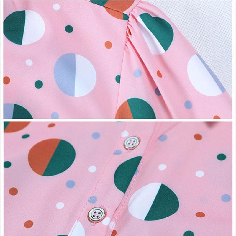 Summer Printed Button Shirt Pleated Edge Chiffon Shirt Casual T-shirt Slim Thin Cardigan Women