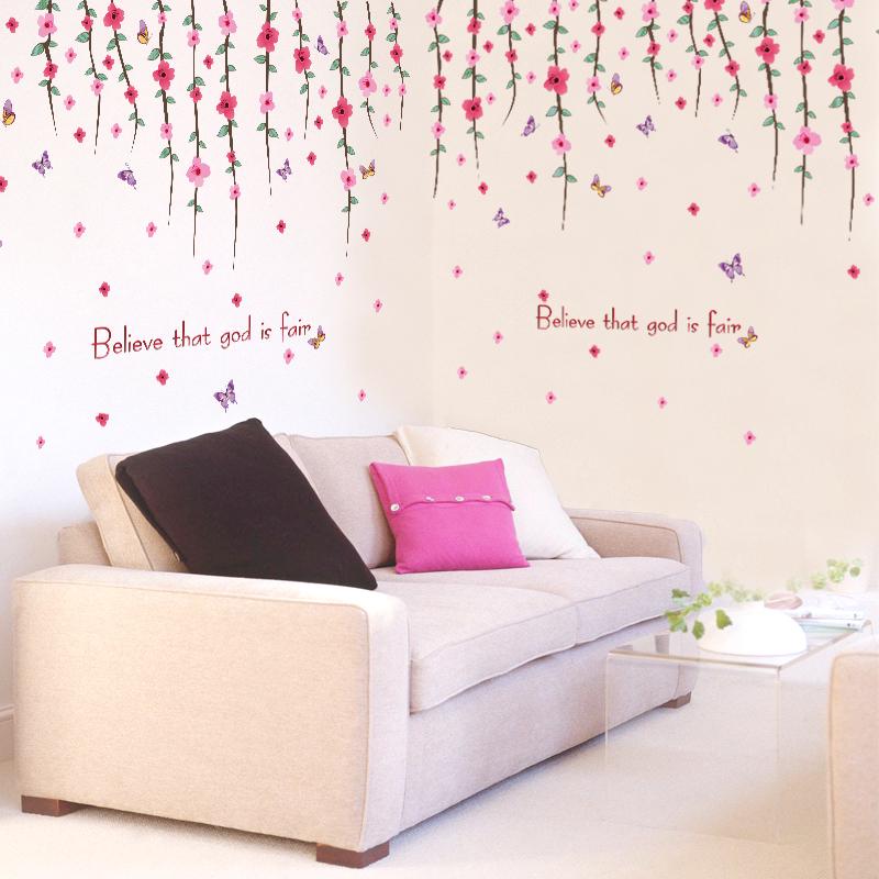 [sticker ]Romantic Flower Vine Wall Stickers Home Decor Living Room Bedroom Kitchen Kids Room Art D